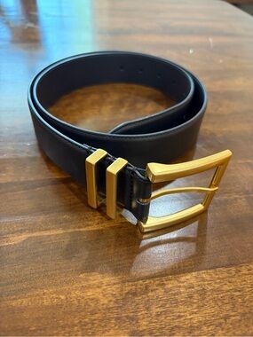 Reiss Women’s Cow Leather Dark Brown Belt with Gold Buckle Made In Italy